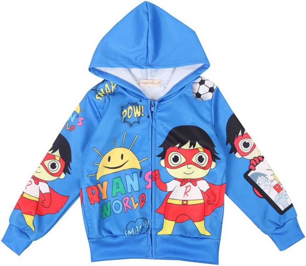 KIACIYA Ryans World Hoodie for Boys, Girls Ryan's World YouTube Toy Review Hooded Jacket Kids Cartoon 3D Print Sweatshirt Long Sleeve Jumper Sweater Pullover Shirts Clothes Clothing Merchandise