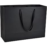 HUAPRINT Black Paper Bags - Matte Black Gift Bags, Large Shopping Bags with Handles - 20 Pack Gift Bag - 16x6x12inch