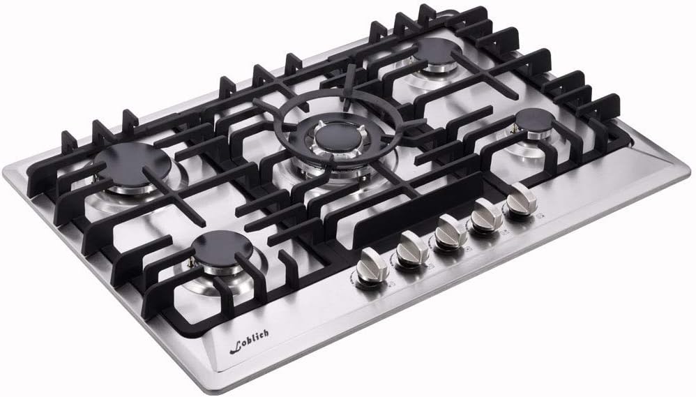 30 Inch Gas Cooktop, Sealed 5 Burners Gas Cooktop,Stainless Steel Gas Cooktop, LG/NG Convertible,Heavy-Duty Grates Gas Stovetop,Gas Burner Thermocouple Protection…: Appliances