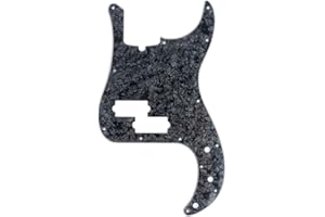 Musiclily Pro 13 Hole P Bass Pickguard for 4 String Precision Bass Modern Style, 4Ply Black Pearl