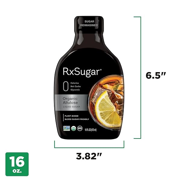 RXSUGAR DELICIOUS PLANT-BASED ORGANIC SINGLE PACK LIQUID SUGAR, 16 OZ | ALLULOSE SWEETENER