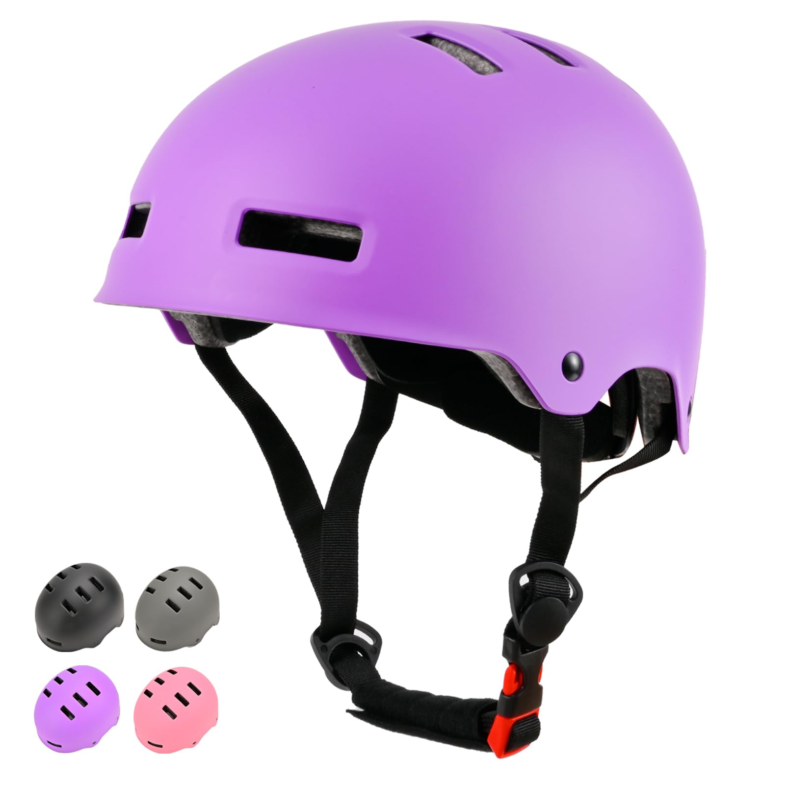 LOKJIJI Adjustable Kids Bike Helmet for Boys Girls Youth Adult, Kids Protective Helmets for Multi-Sports Skateboard Scooter Bicycle Cycling Skating (Purple, Medium)