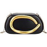 COOLOYA Women's Acrylic Clutch Purses Evening Wedding Handbags Retro Metal Handlebars Purse Crossbody Bags with Chain