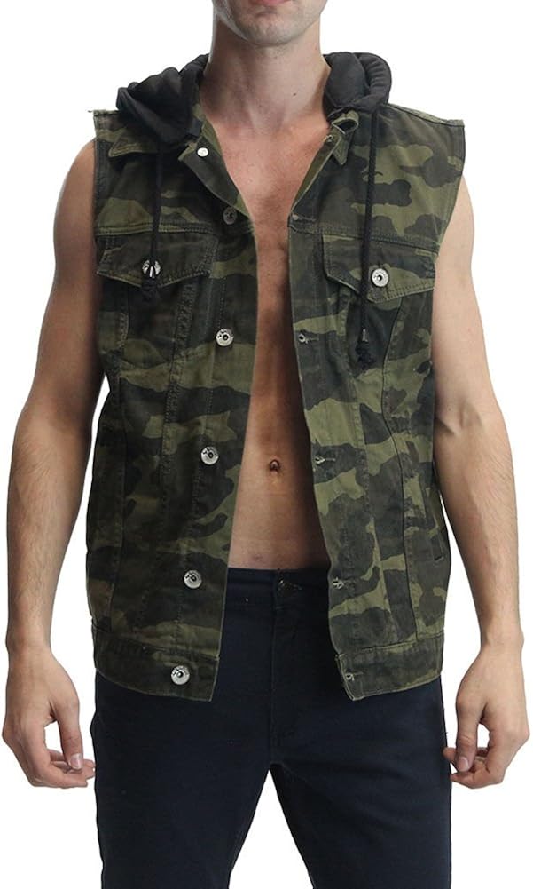 camo denim vest