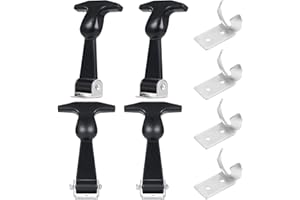4 Packs Elastic Plastic Rubber Hood Catch Flexible T-Handle Hasp Rubber Flexible Draw Latches with Brackets for Tool Box, Veh