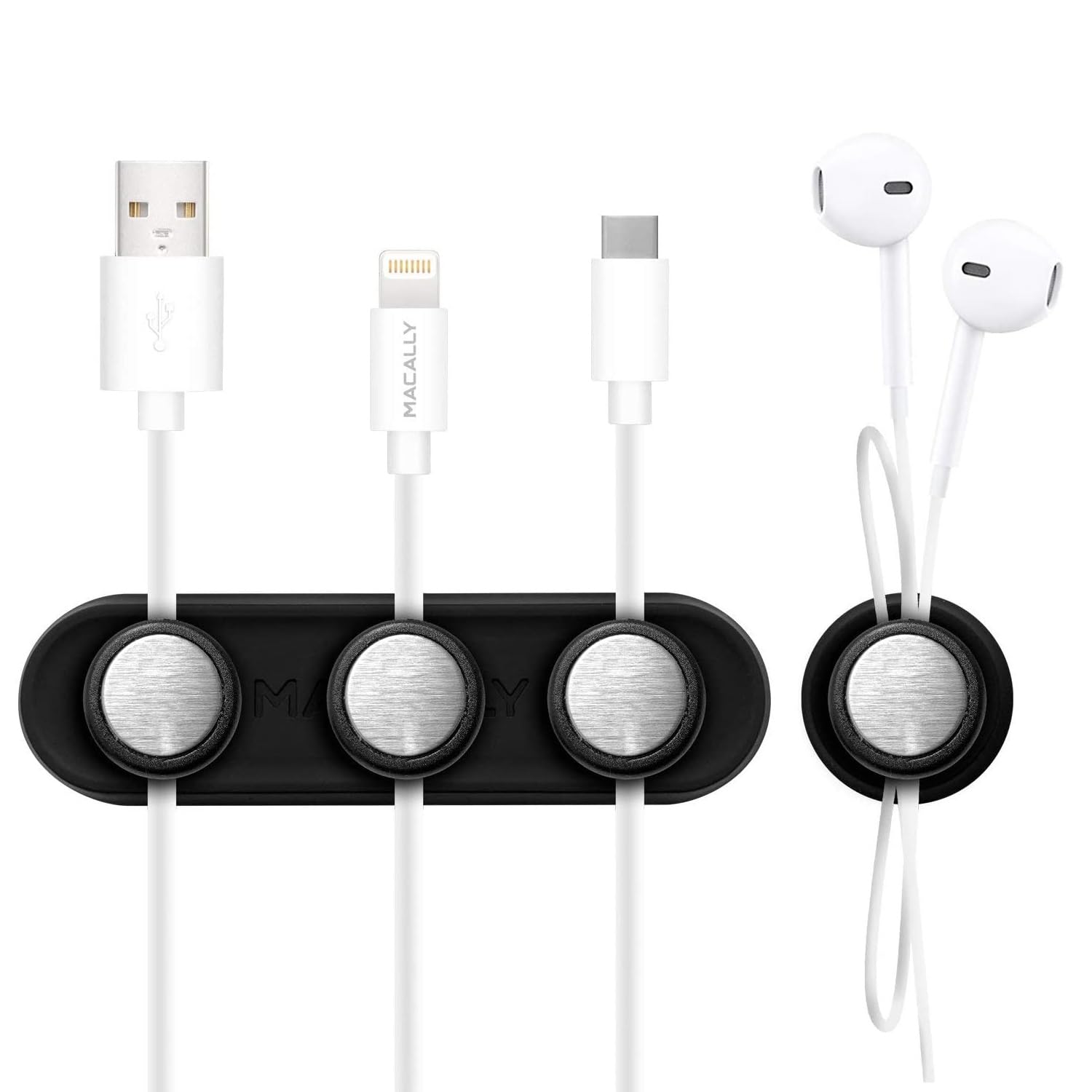 Macally CABLEHOLDMAG Magnetic cable clip organizer for Home or Office, Black