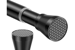ZipGlo Shower Curtain Rod 45 to 76 Inch, Black Tension Rod Tension Shower Rod Non Slip Curtain Rod No Drill Adjustable Curtai