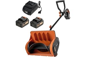 HEYWORK Cordless Snow Shovel, 20V 13-Inch Battery Powered Snow Thrower, Battery Snow Blower with Directional Plate & Adjustable Front Handle(4.0Ah Li-ion Battery*2 & Fast Charger Included),SS13D12