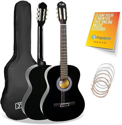 3rd Avenue Full Size Classical Guitar Nylon String Beginner Pack with 6 Months