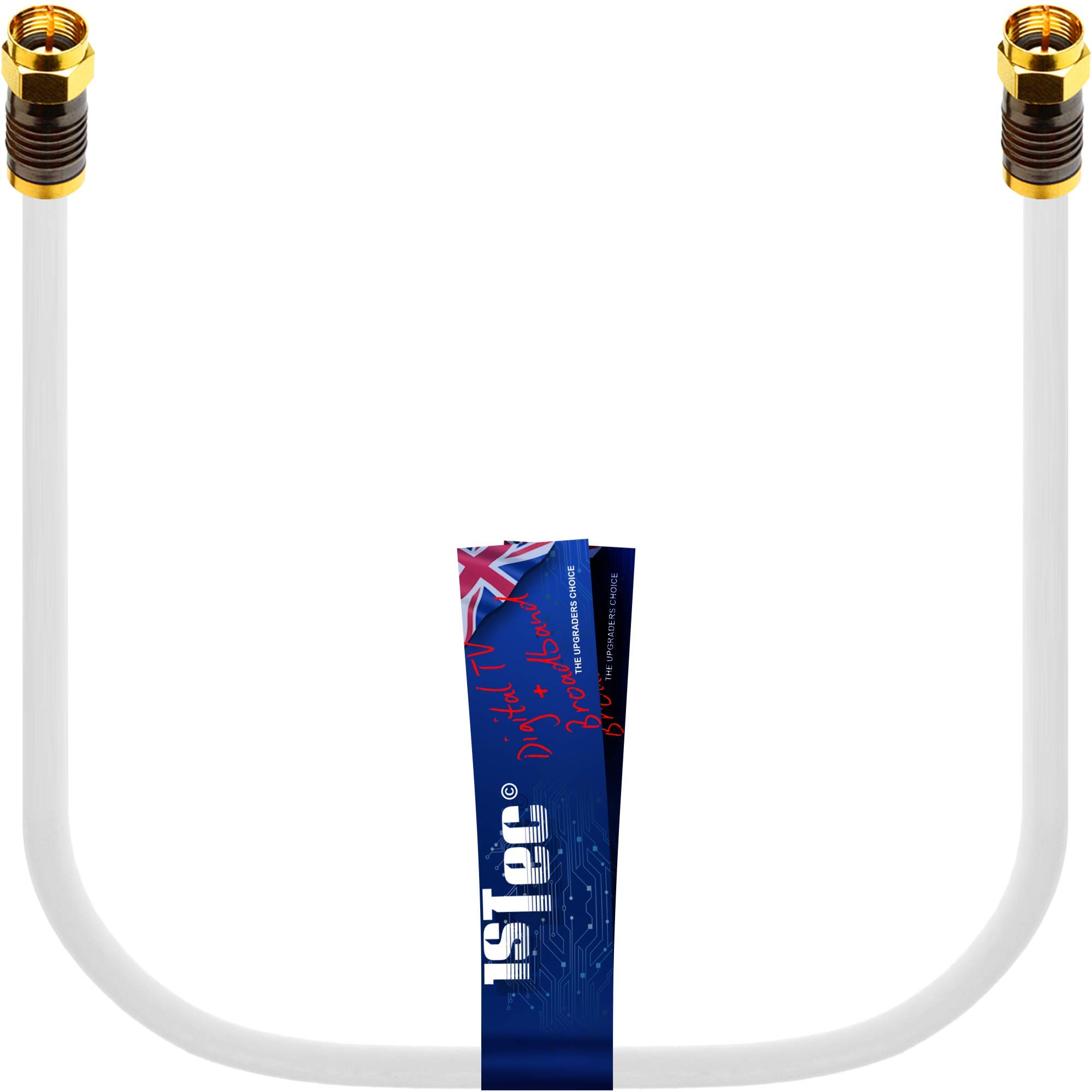1STec 50cm Short White Virgin Media Cable for Isolator Wall Box 0.5m Link Lead for connecting to 2 or 3 Way Splitters V6 Digital Set Top Boxes or Broadband Cable Modems (50 cm Lead, White)