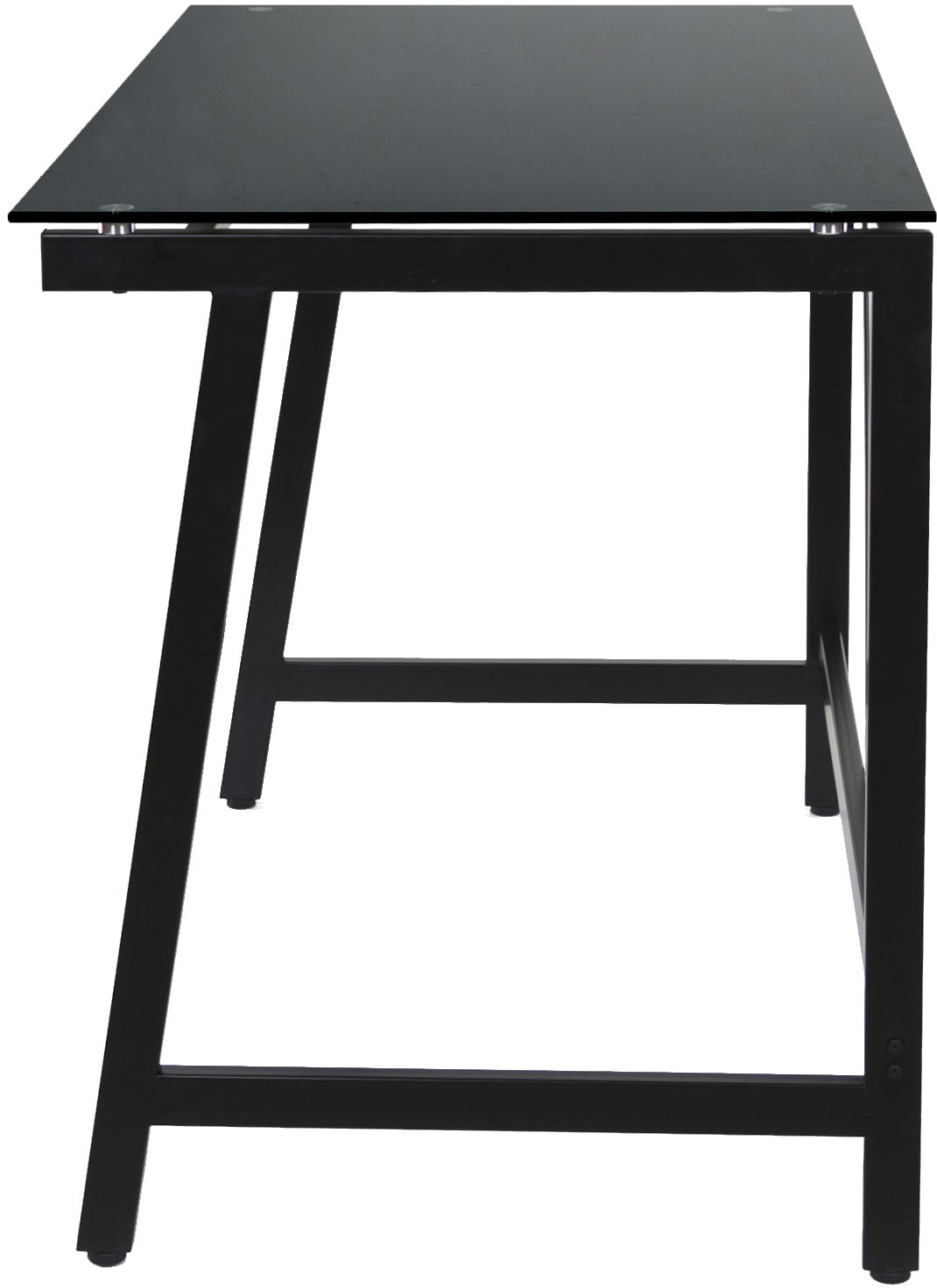 OneSpace Contemporary Glass Writing Desk, Steel Frame, Black