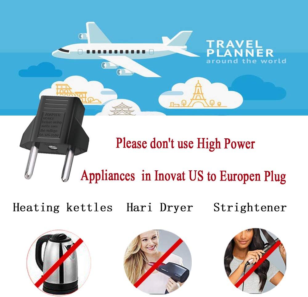 Inovat 8 PCS American USA to European Outlet Plug Adapter: Home Audio & Theater