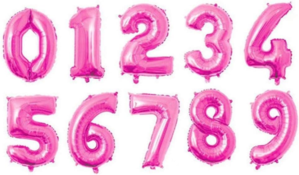 32 Inch Big Foil Birthday Balloons Air Helium Number Balloon Figures Happy Birthday Party,10-PurePink Balloon,8,32 Inch