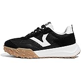 LUCKY STEP Women's Platform Tennis Walking Shoe Retro Chunky Casual Breathable Durable Deluxe Fashion Skate Sneaker