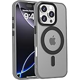 aoub for iPhone 16 Pro Case, Compatible with MagSafe, Rugged Sturdy Shockproof Protection Bumper, Magnetic Phone Case for iPhone 16 Pro, Classic Hybrid Clear Case, Black