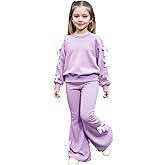 QPJQPJ Girls Purple Outfits 2 Piece Long Sleeve Butterfly Sweatshirt and Pants Spring Fall Teen Girl Casual Clothes Set 8-12