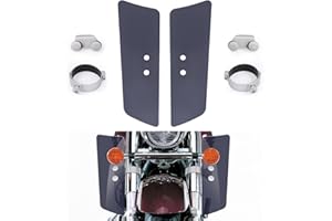 BRZOXIN Motorcycle Front Fork Wind Deflectors with Brackets for Honda Shadow VT1100 VT750 VTX1300, for Kawasaki Vulcan Classic VN1500, for Yamaha V-Star XV950 XVS1100 XVS1300 Leg Wind Deflector (Smoke)