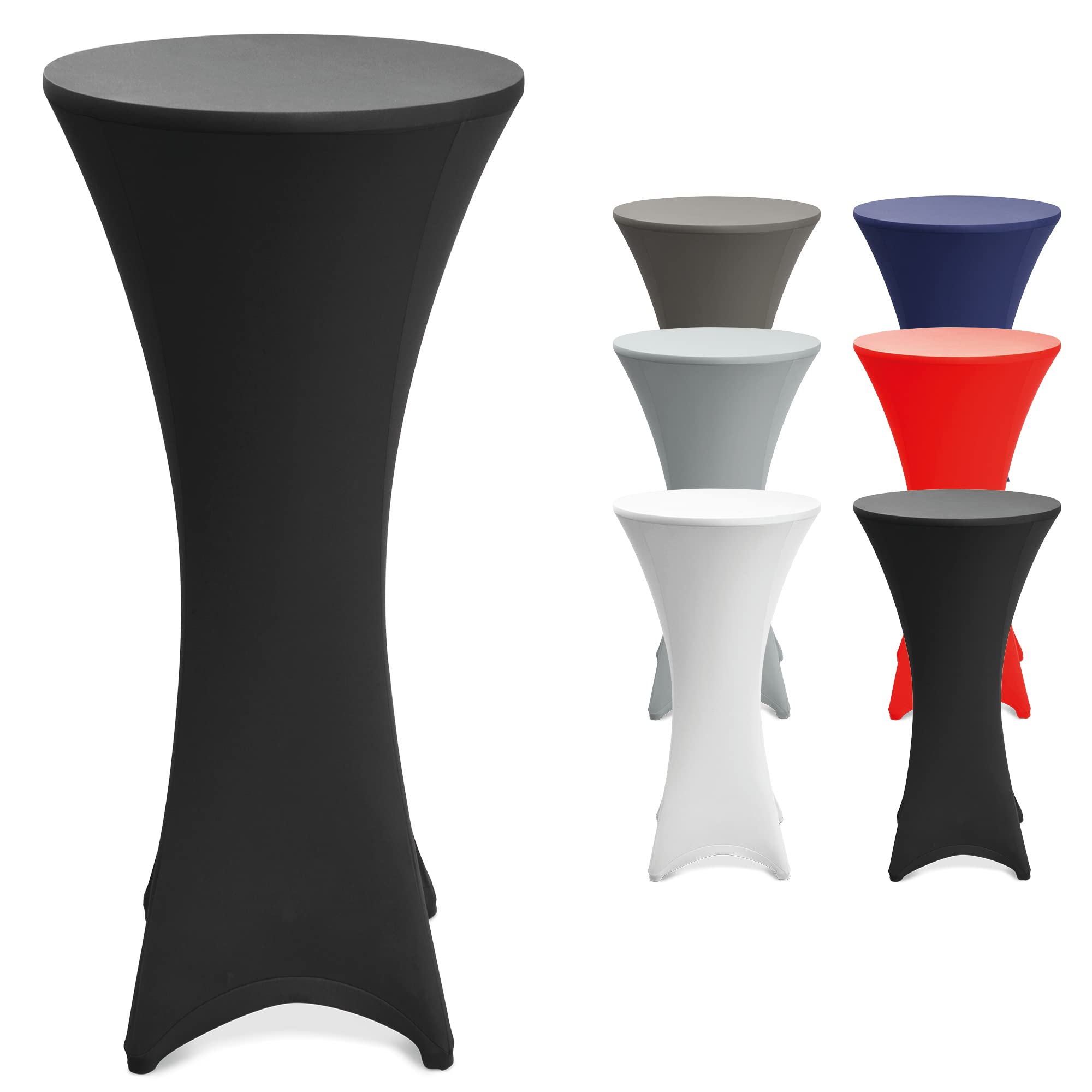 Beautissu Stretch Cover Stella Spandex Poseur Table Cocktail Tablecloth Ø 70-75 cm Event Decoration - Black