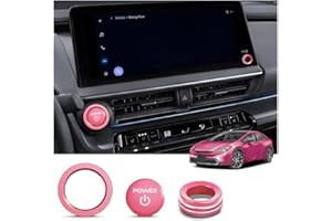 for Toyota Prius 2023-2026 Accessories, 3-Pieces Aluminum Alloy Knob Covers Trim Kit - Fits Push Start Button & Volume, Interior Upgrade, Knob Protection & Easy Operation - DvlynAuroa (Pink)