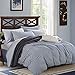 PURE ERA Jersey Knit Duvet Cover Set 100% T-Shirt Heather Cotton Super Soft Comfy Classic Striped Design, with Zipper Closure, Heather Grey Blue Stripe, Queen