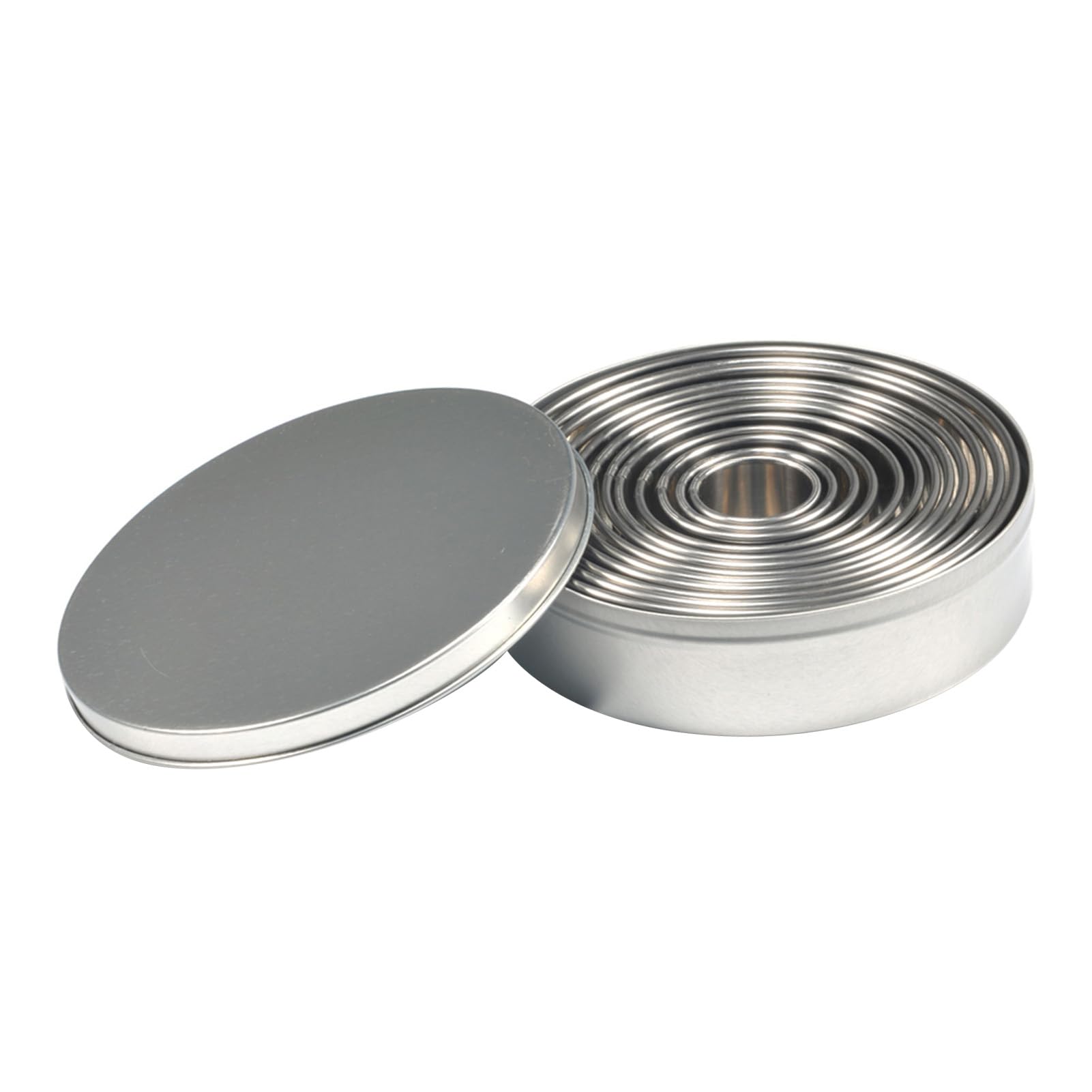 Stainless Steel Cookie Cutters 12 Pack, Multifunctional Circle Baking Cutters for Cakes Scones Pastries, Professional Grade Baking Tools for Home Bakers Bakeries