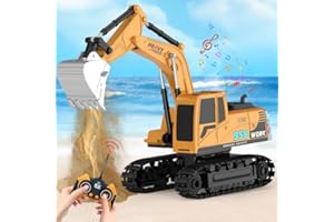 YAYYAY Kids Play Excavators 6-Year-Old-Boy-Gifts - 1:22 RC Hydraulic Excavator Digger Construction Vehicle for Kids Christmas Birthday Gift