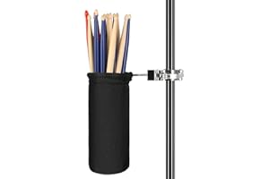 VANPHY Drumstick Bag Holder Drum Stick Holder Mallets Up to 14 Pairs of Drumsticks with Aluminum Alloy Mounting Clip and Metal Steel Rims for Drum Kit & Music Stand(2.3cm Diameter Pole)