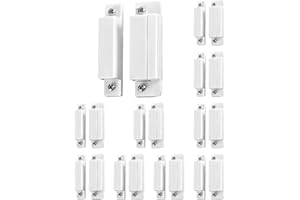 QWORK MC-31 Wired Surface-Mounted NC Magnetic Door Window Contact Sensor Alarm Reed Switch, White, Pack of 10 with 40 Screws
