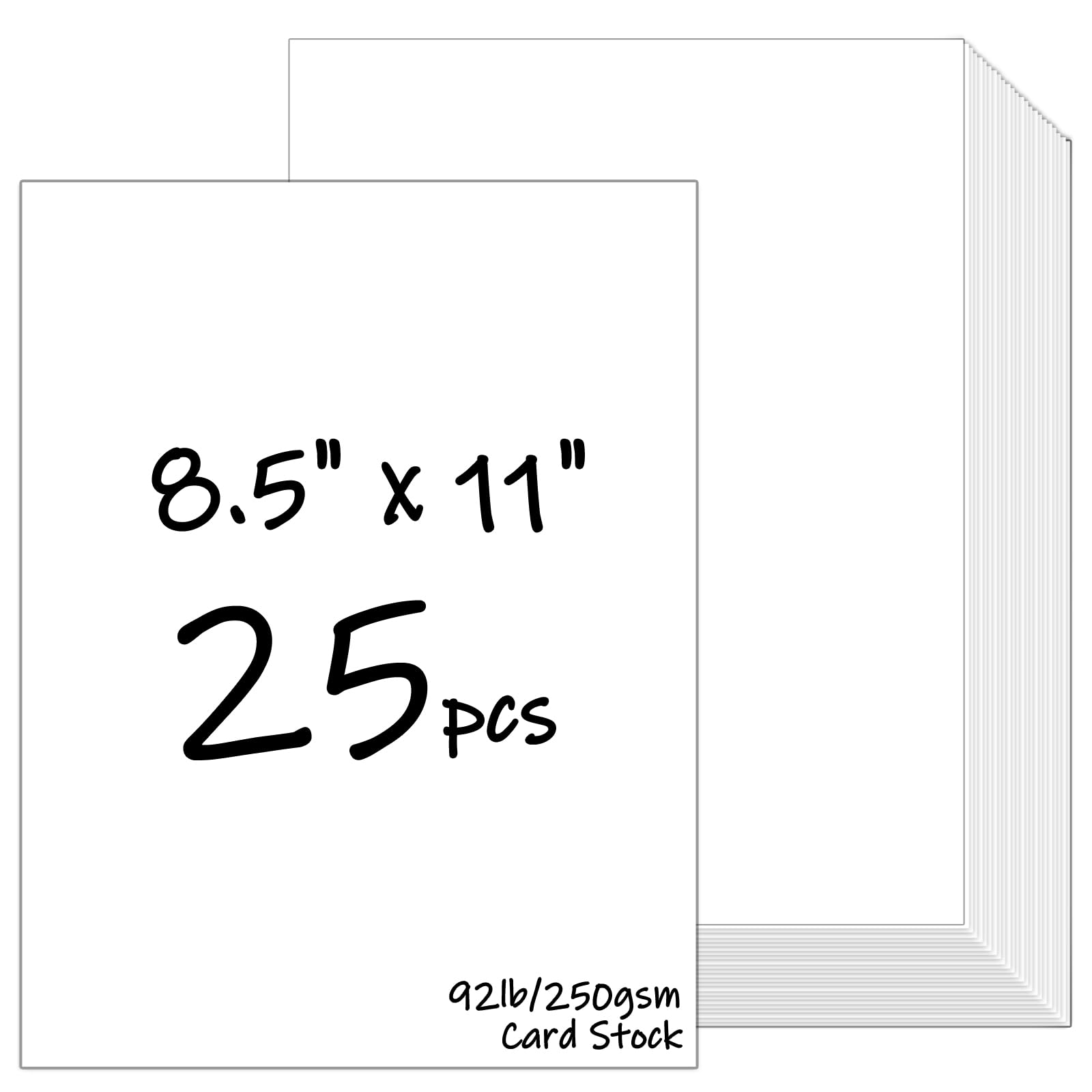 25 Sheets White Cardstock 8.5 x 11, 92lb/250gsm Cover Card Stock, Heavy Cardstock Printer Paper for Invitations, Scrapbooking, Crafts, Diy Cards, Decoration, Drawing