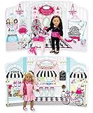 Sophia's 18 Inch Doll Play Scene Backdrop by, serves as a Doll House for American Doll Furniture For 18 Inch American Girl Dolls and More! Reversible Ice Cream Parlor & Beauty Parlor Playscene