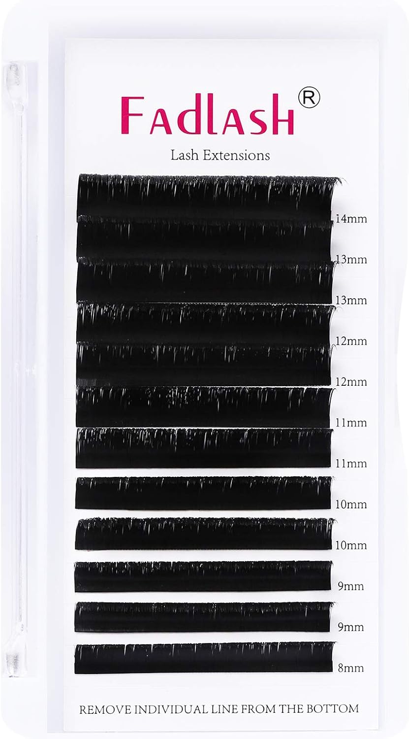 Fadlash Easy Fan Lashes D Curl 0.05 8-14mm Mixed Length Russian Lashes Natural Look Self Fanning Eye Lashes Automatic Blooming Russian Eyelashes Extensions(0.05-D-814)