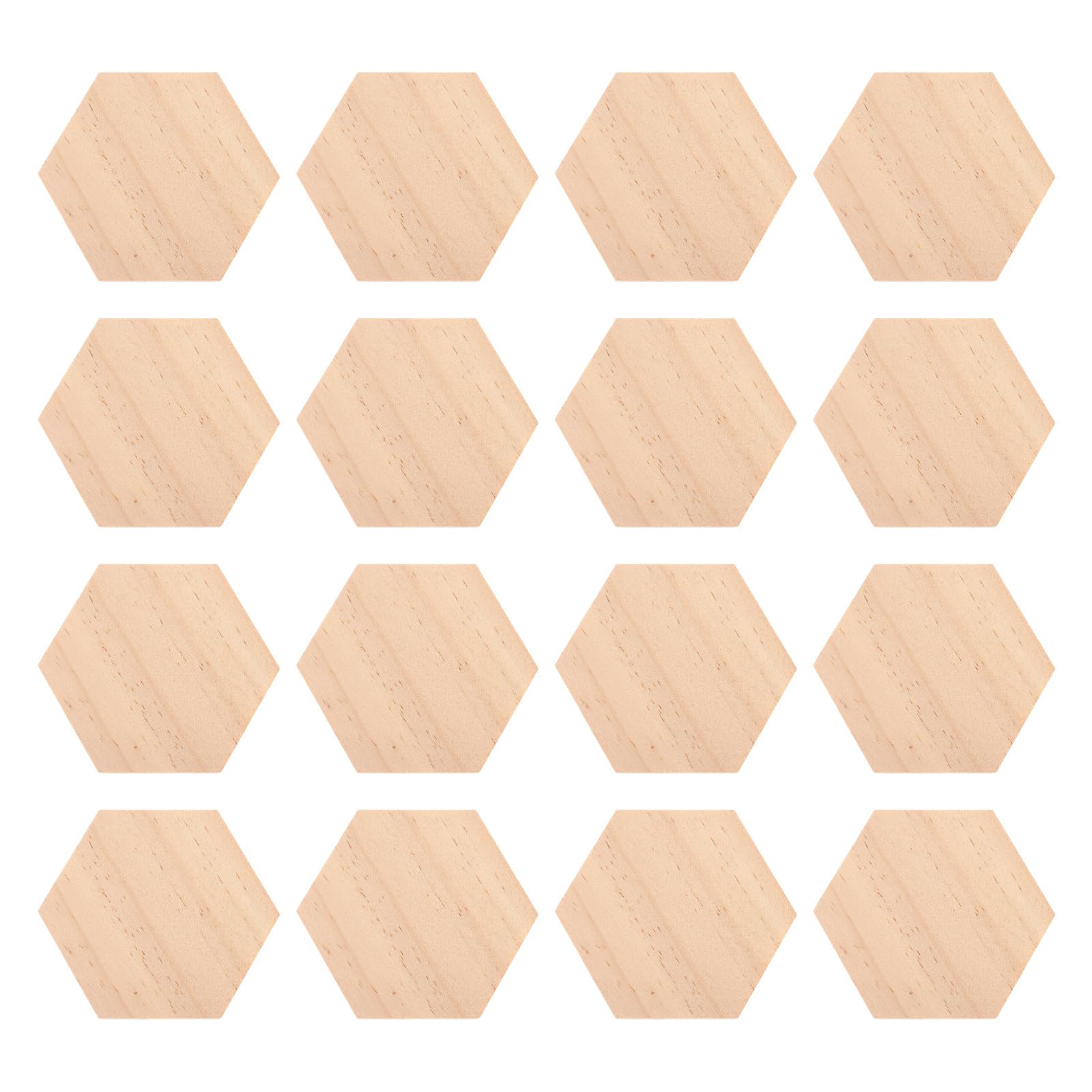 25Pcs Unfinished Wood Cutout Shapes Hexagon Shape Wooden Slices Blank Name Tags with Hole Tags for Party Wedding Home Decoration (9 CM)