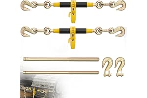 STURDON 2pcs 3/8" - 1/2" Heavy-Duty Ratchet Chain Binders, 12000 lbs Capacity, with Detachable Handle and Grab Hooks Ratcheting Binders for Truck, Trailer, Farming, Industrial Cargo Securing, Safe Transport