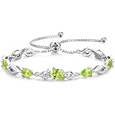 FANCIME Birthstone Teardrop Tennis Bracelet for Women, Sterling Silver 9x7mm main Gemstone Bolo Adjustable Chain Bracelet Fine Jewelry Birthday Gifts for Women Mom Wife Her