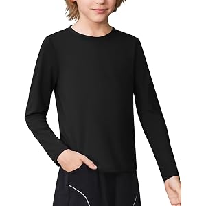 Arshiner Boys Compression Shirt Youth Long Sleeve Undershirt Kids Baselayer | Moisture-wicking, breathable, quick-dry, basket
