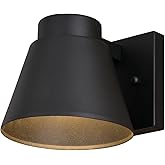 VAXCEL Evans 5.5 in. H 1-Light Textured Black Outdoor Wall Sconce Made of Rust-Resistant Aluminum, Metal Shade, Integrated LE