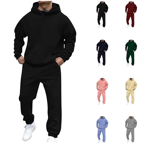 Tracksuit Mens Full Set Activewear Top and Bottom Jogging Suit Set Plus Sizes Sweatshirt Sweatpants 2 Piece Gym Clothes Regular Fit