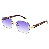 Hycredi Rimless Rectangle Sunglasses Men Women