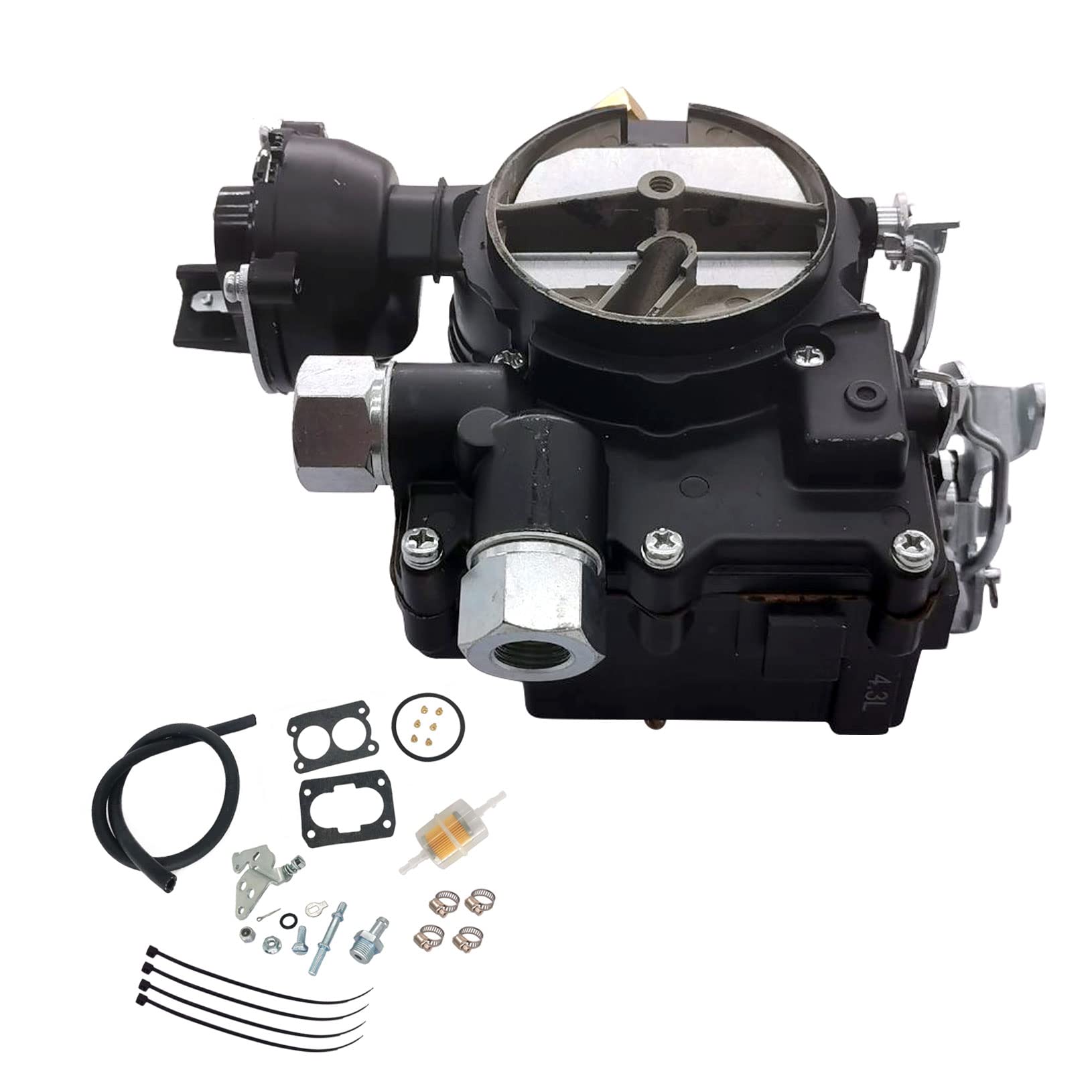 Photo 1 of Trucktok 3310-804622R1 3310-86448A1 2 Barrel Marine Carburetor Replacement for Mercarb Carburetor V8 5.0L 305 5.7L 350 Mercruiser Black Engine (With Electric Choke)