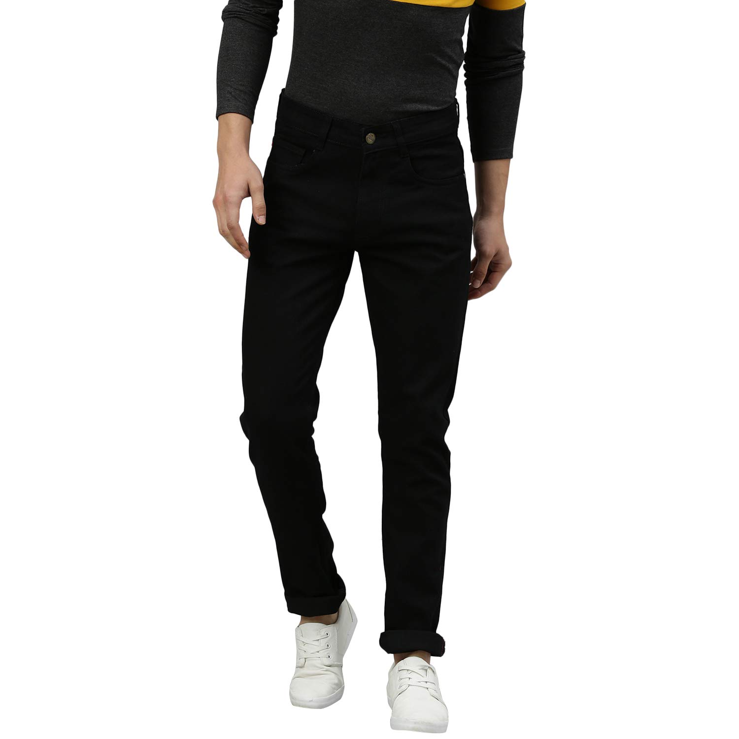 Buy Urbano Fashion Men's Black Slim Fit Solid Jeans Stretchable at