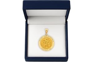 RP Real 14K Gold Pendant for Men or Women, Authentic Heirloom Quality 14K Yellow or White Gold St Christopher Medal, Handcrafted in the USA, Durable Anti-Tarnish Production
