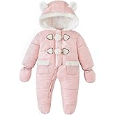 Simplee kids Baby Infant Boys Girls Snowsuit Winter Hooded Footed Warm Jumpsuit Outerwear with Gloves for 3-24 Months