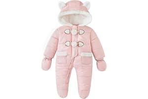 Simplee kids Baby Infant Girls Snowsuit Winter Hooded Footed Warm Jumpsuit Outerwear with Gloves for 3-24 Month