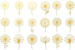 SANBAO STUDIO Ceramic Decals - Overglaze Gold - Enamel Decal - Waterslide Decal Gold Dandelion