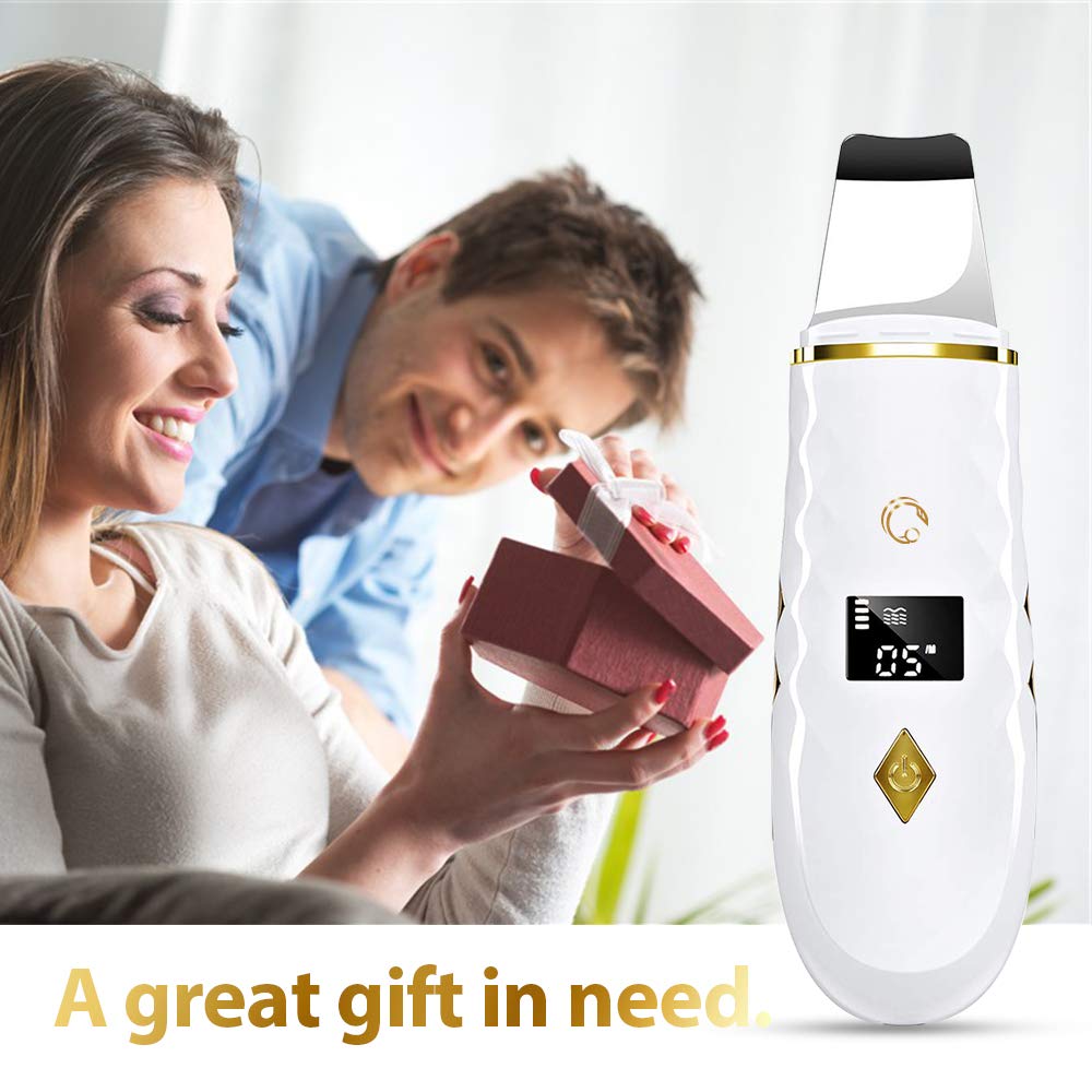 [2020 Upgrade]Skin Scrubber Face Spatula, LCD Blackhead Remover Pore Cleaner, Facial Lifting Tool with USB Charger, Multi-function Comedones Extractor for Facial Deep Cleansing-Gold: Beauty