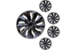 YQBRAND Hubcaps Wheel Covers Replacement R16 Hub Cap Universal Steel Wheels Rims Tire Cover ABS Material Exterior Accessories for Most Car Truck SUV -Set of 4（16-inch，Black）