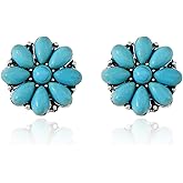 Silver Western Stud Earrings Dainty Turquoise Earrings for Women Western Outfit Dress for Women Boho Jewelry Gifts