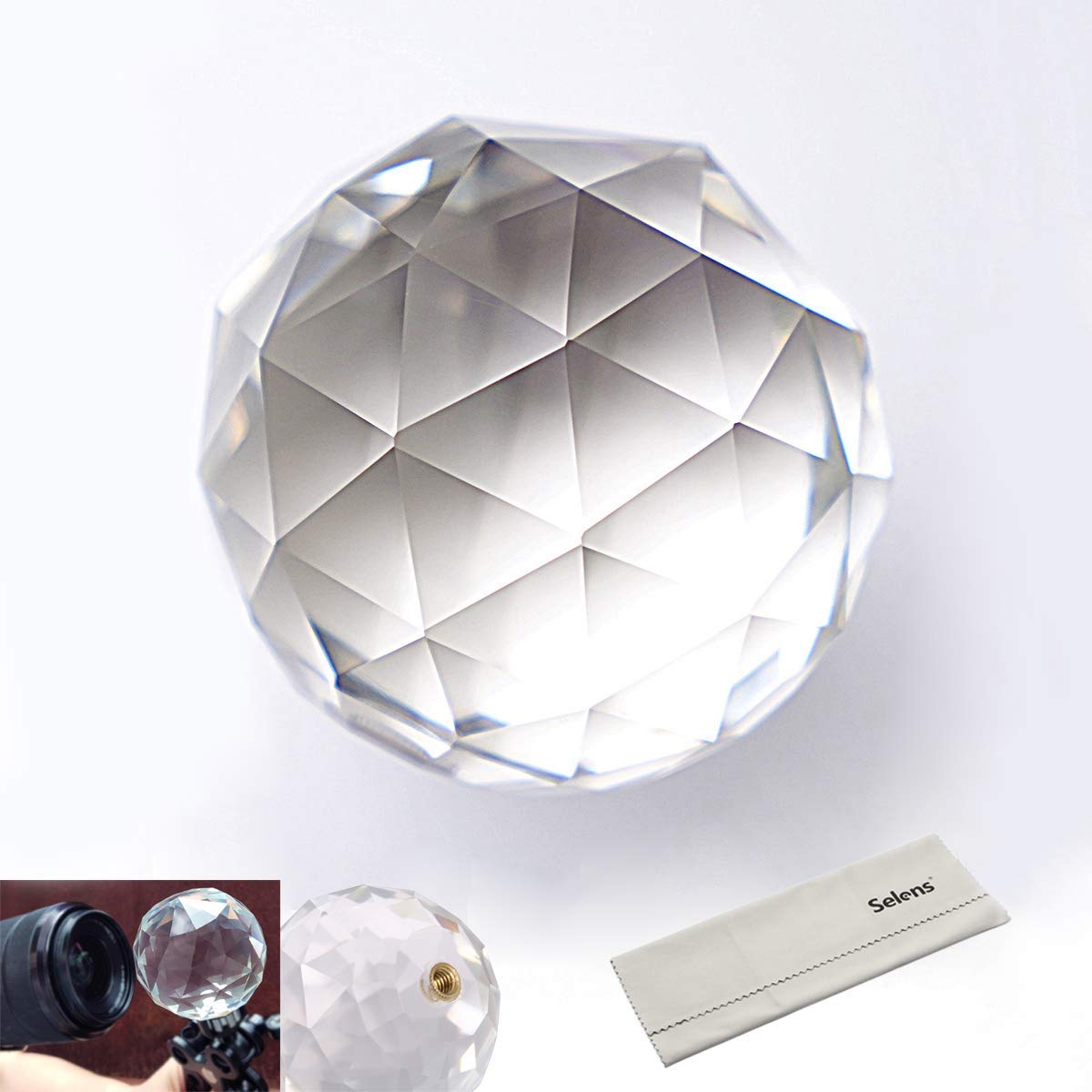 Selens Sphere Prism Photography Optical Crystal Glass Ball Professional with 1/4 Inch, Create Light Rainbow Effect for Teaching Light Spectrum Photo Camera Lens Photographer