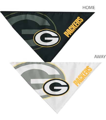 Reversible Dog Bandana – Football Team Scarf For Game Day, Cotton Triangle Bandana For Pets (Green, Small/Large)