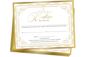 SHIEL-EVEN 25 PCS Baptism Certificates for Church, Baby Dedication Certificate Paper, Baby Dedication Christening Gifts for Girls Boys,Baptismal Certificates for Adults Teenagers,8x10 Inch Gold-3